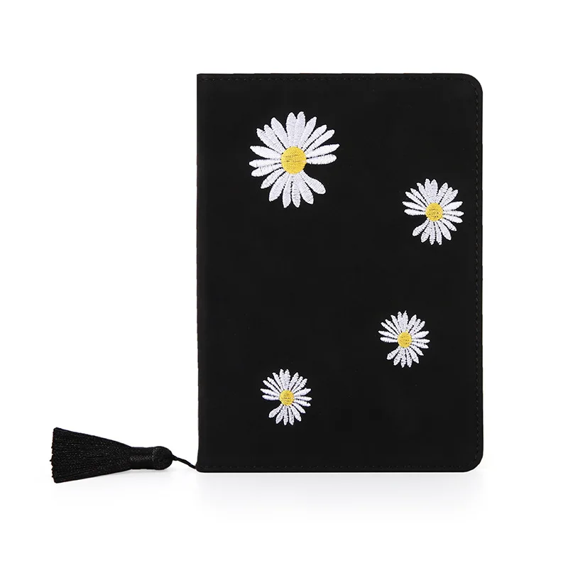Chinese Style Embroidery Daisy Flower Notepad Creative Tassel Bookmark Student Diary Notebook