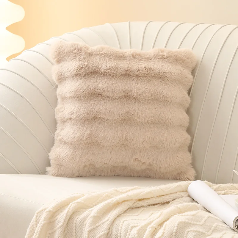 Aoyatex customized hot sale light luxury solid color rabbit fur throw pillow manufacture