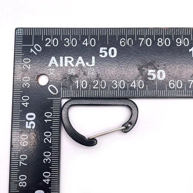 40mm 80mm Black Wire Gate Large Mini Aluminum Alloy Carabiner D Shape Black Clip Hook Keychain Carabiner