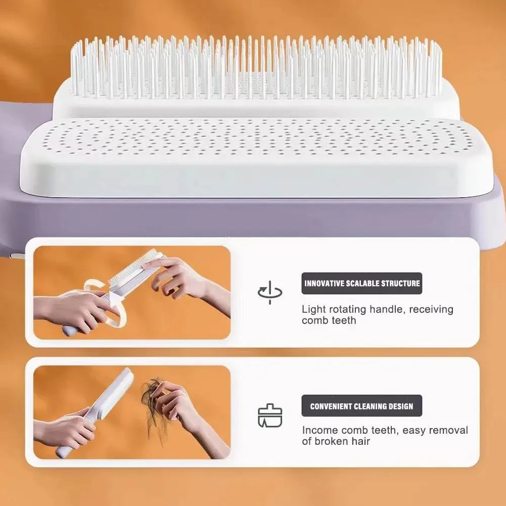 2023 New Self-cleaning Anti-static Massage Comb 4 In 1 Self Cleaning ...
