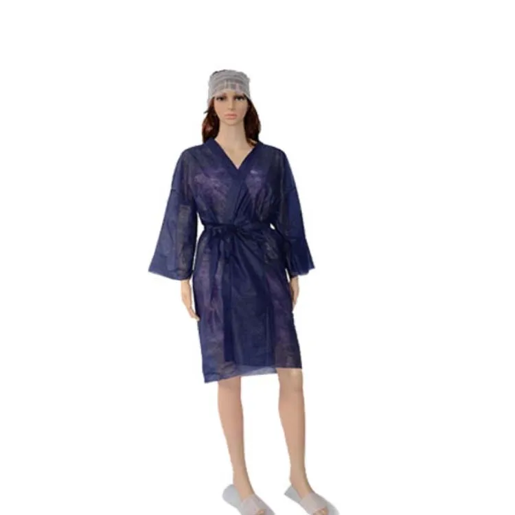Nonwoven Disposable Chest Wrapped Dress/ Kimono Bath Robes Non Woven Spa Bathrobe for Salon Spa