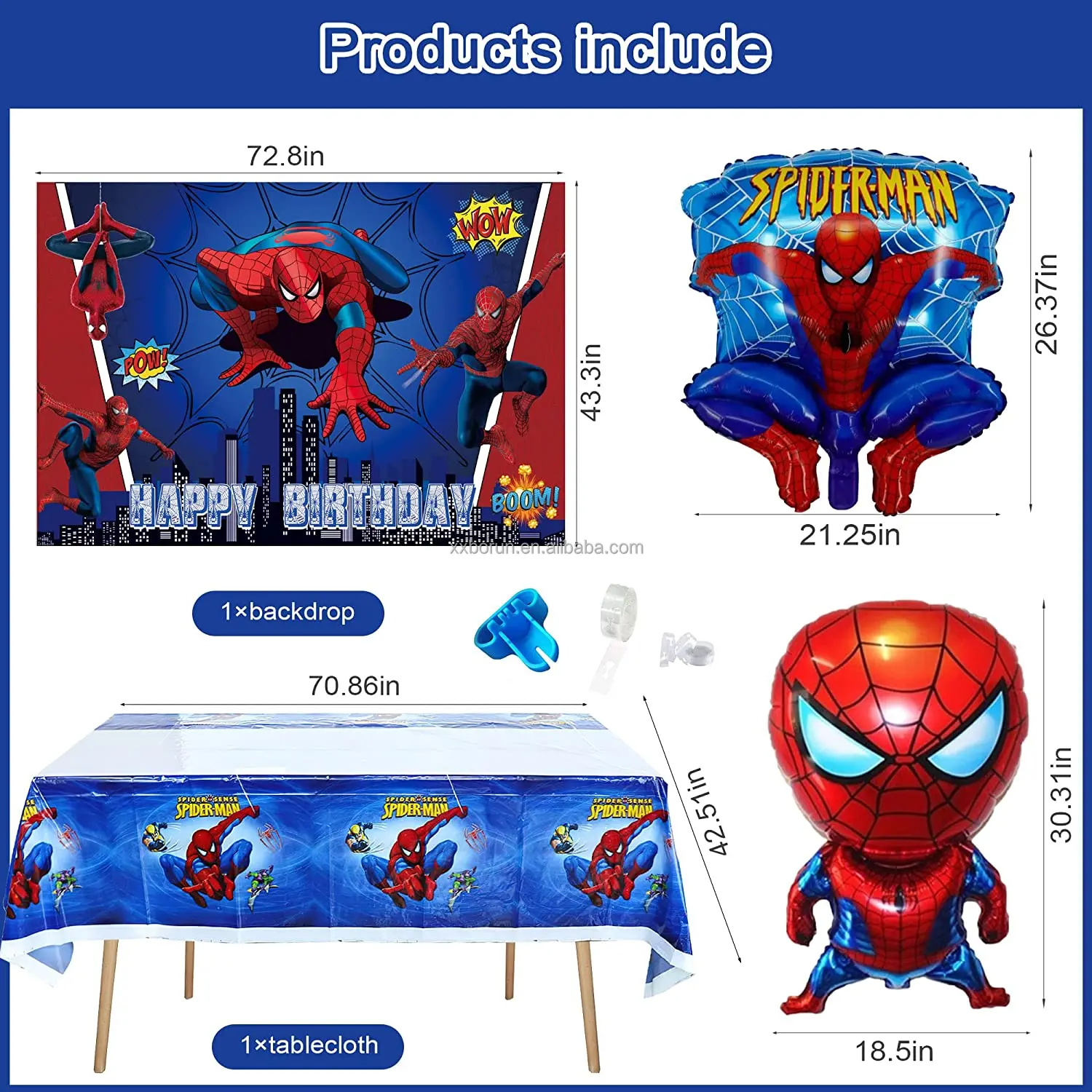 Large Super Hero Spiderman Balloon Arch Set Happy Birthday Banner For ...