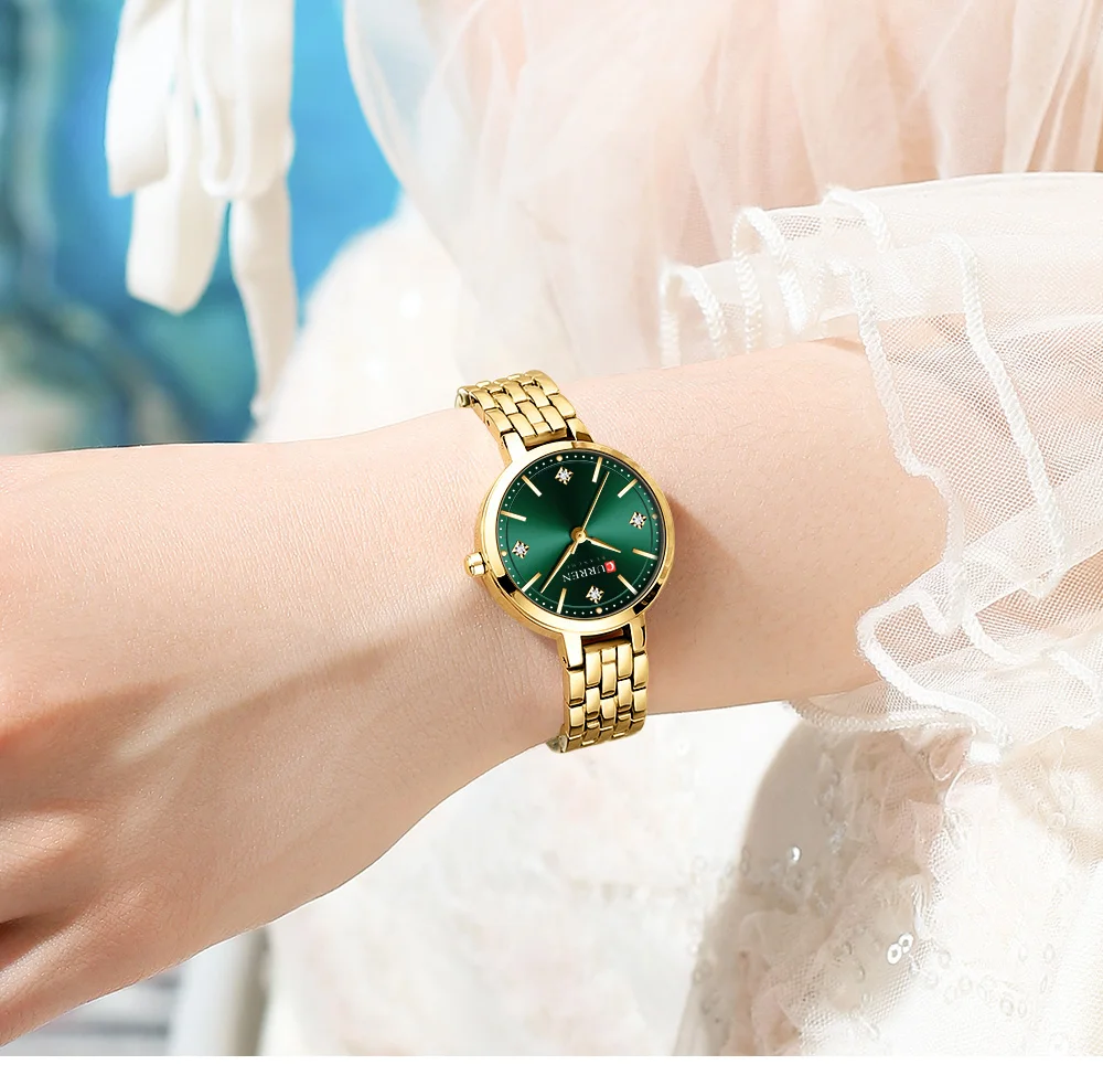 New CURREN 9106 Women Watches Fashion Women Casual Quartz Watch With Stainless Steel Female Clock Waterproof