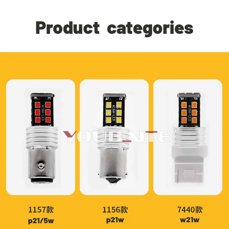 Car Canbus Error Free Bulb 12V-24V 1156 1157 Py21w 15smd 2835 LED Brake ...