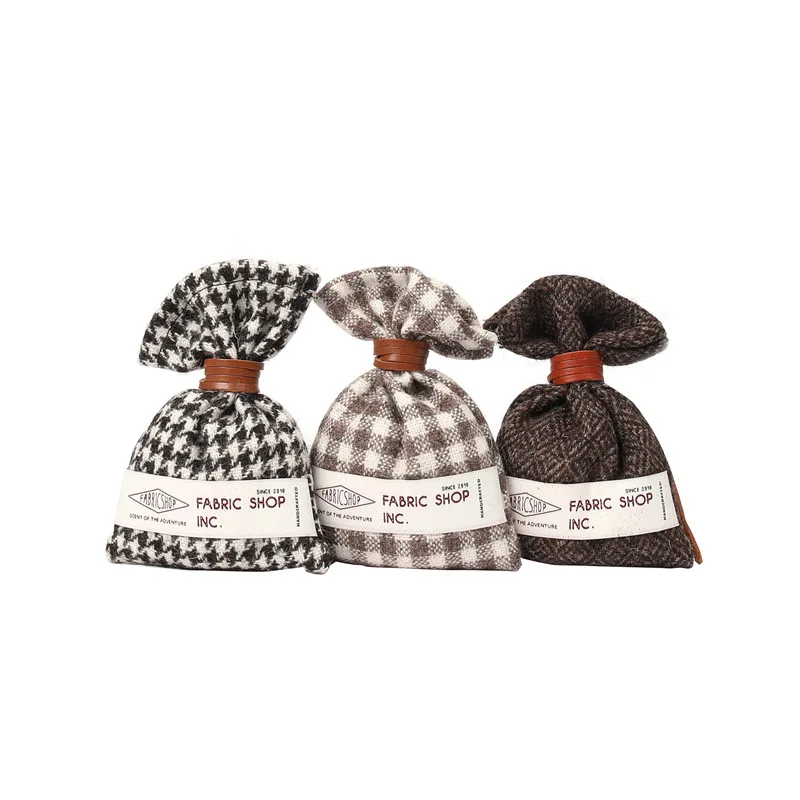 product wholesale linen scented sachet bags fragrance aroma beads scented cloth sachet premium checkered cloth orange string bag-4