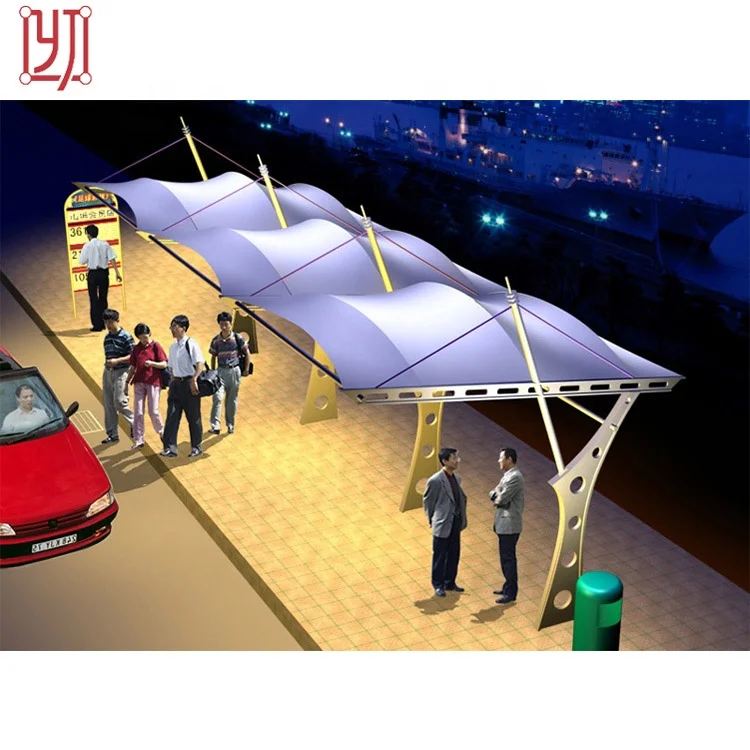 Large Tensile Bus Stop Membrane Structure Car Shade Parking Tent