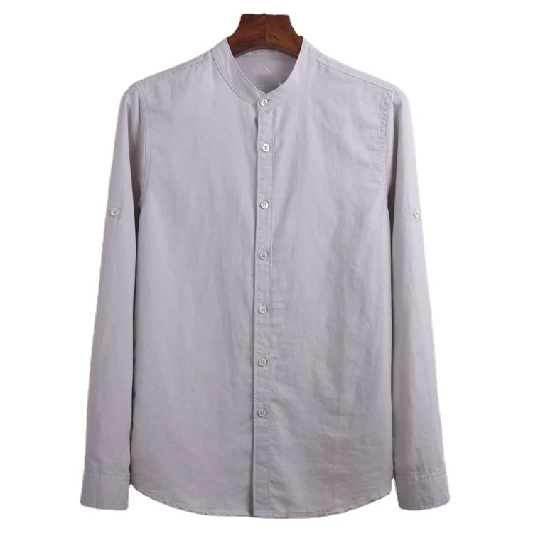 Men's Shirts Cotton Long Sleeve Solid 
