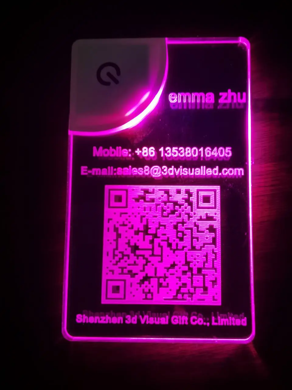 Business Card Custom Print LOGO Acrylic LED Business Cards Personalized Laser Engrave Flash Light Name Card