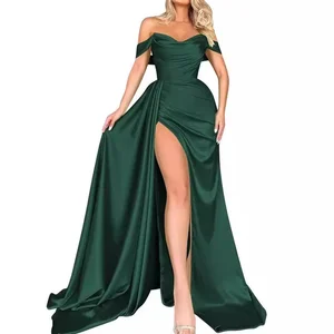 Solid Color Short-Sleeve Prom Dress for Women Sexy Off-Shoulder Ball Gowns for Formal Dinner Parties Evening Dresses