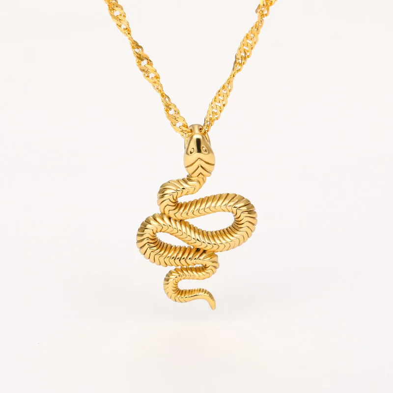 18k Gold Plated Snake Pendant Necklace 