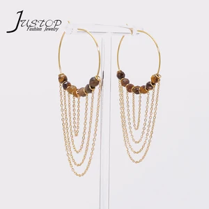 Tassel Multi-layer Chain New Trendy Korean Geometric Rhinestone Gold Plated Earrings Party Jewelry Gifts