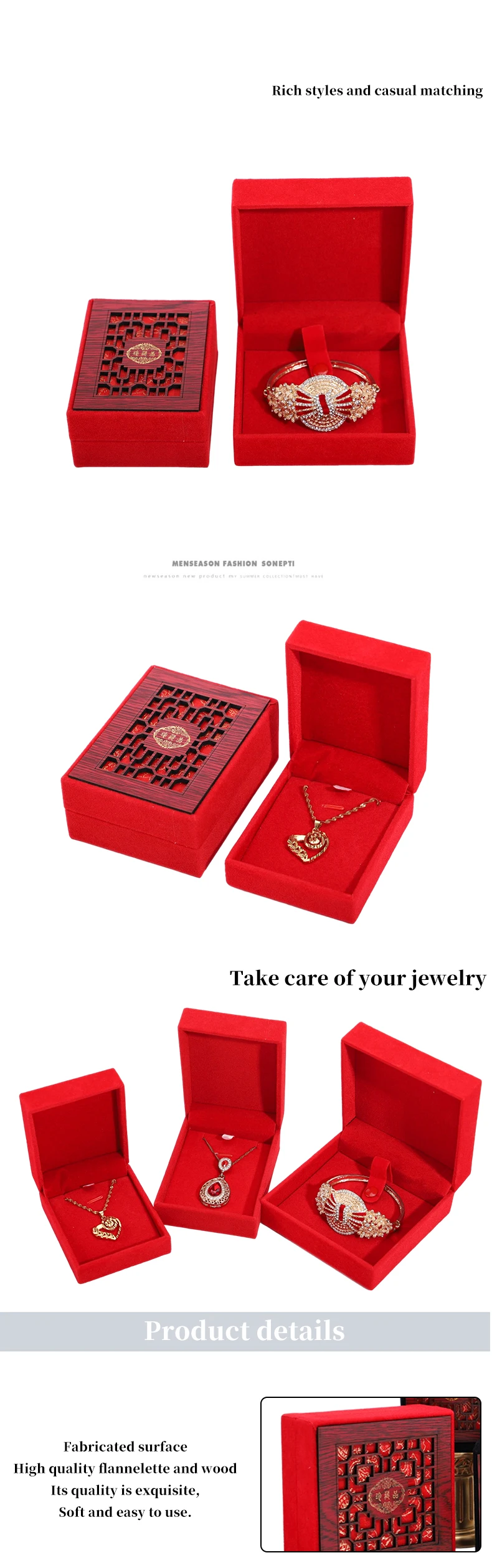 Hanhong Custom Wooden Jewelry Velvet Box Red Jewelry Packaging Jewelry Box Buy Jewelry Boxes