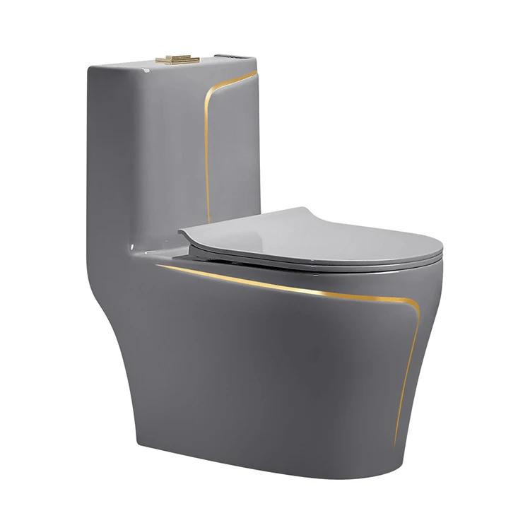 Arabic Luxury Sanitary ware Bathroom Water Closet Wc Gold Grey Water Closet One Piece Toilet Bowl