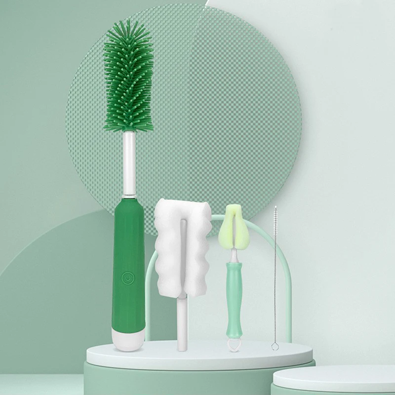 Waterproof Electric Bottle Cleaning Brush Soft Silicone Sponge Head