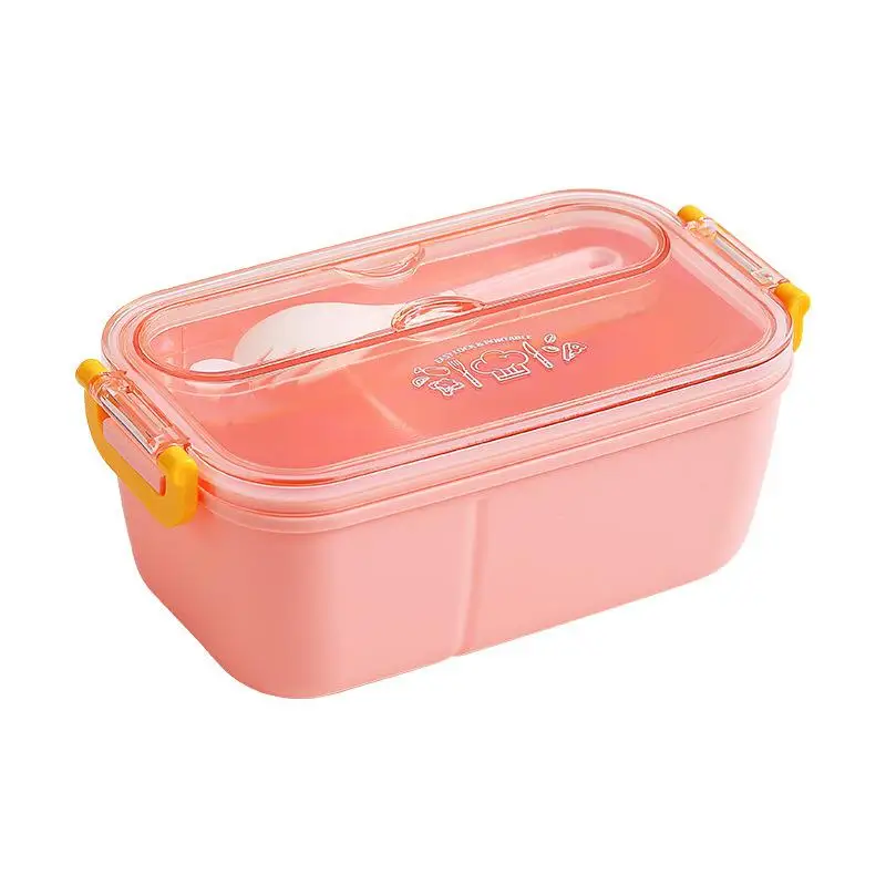 1200ML BPA-Free Portable Microwave Lunch Box Cutlery Simple Partition Plastic Lunch Box for Students Office Workers Plastic Lid