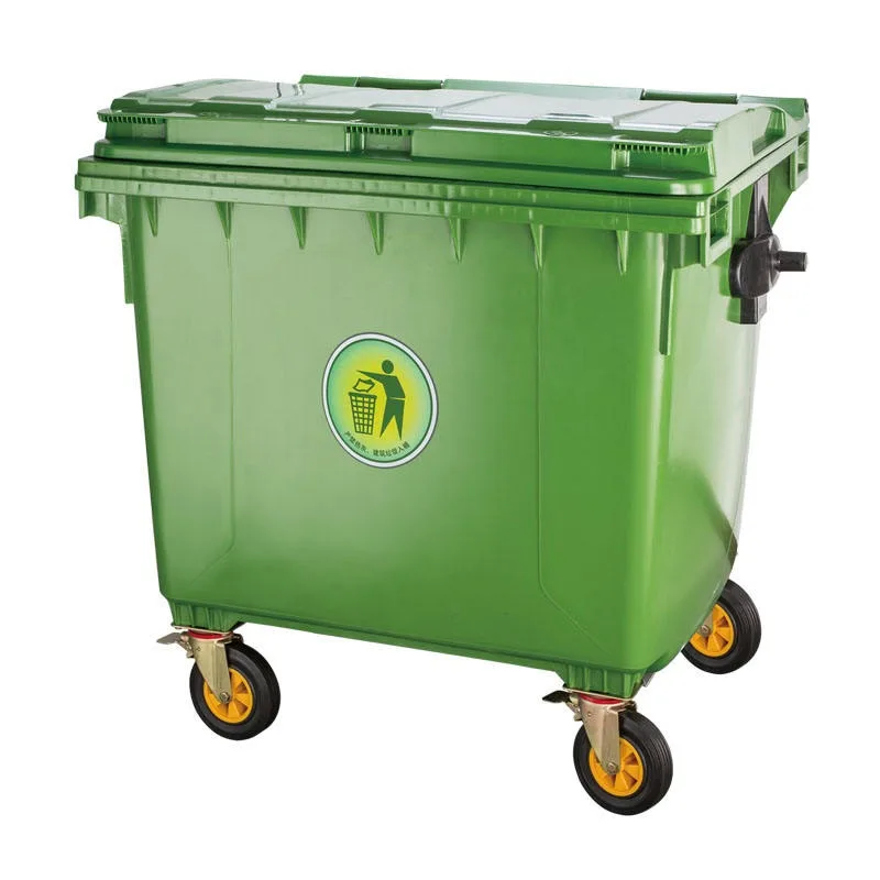 Outdoor Plastic Trash Bin 1100 Liter Rectangular Recycle Waste Bin Open Top Storage Bucket with Wheelie Bin Structure