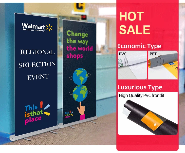 Wholesale Eco Indoor Display Roll Up Banners Stand Portable Retractable