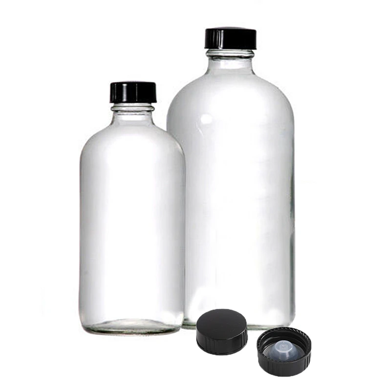 Essential oil glass bottle Luxury 240ml 480ml 8oz 16oz glass bottle with anti leaking cap supplier