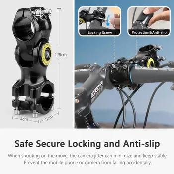 Bewinner Support Guidon Vélo Moto Pour Caméra Action - Perche Selfie Réglable Avec Fixation Robuste