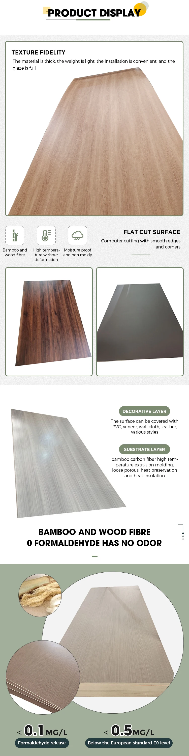 Coextruded Wall Panel Wood Veneer Background Wall Bamboo Charcoal Wood Veneers Wpc Foam Board