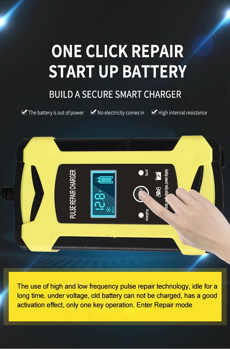 Automatic fast 12V car battery charger 12v 6a Maintenance-free deepcycle 12 volt trickle battery charger with pulse repair_11