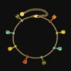 2mm Cable anklet with Color CZ gold