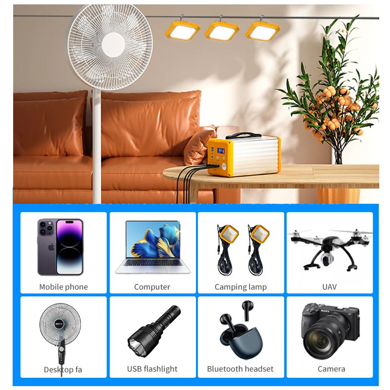 LiFePO4 Energy Storage Battery Off Grid Solar Power System With Fan Mini Solar Power Bank Outdoor Portable Power Station