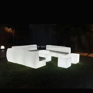 Modern LED Light-Up Plastic Sofa Stool Glowing Commercial Combination for Dining Outdoor Living Room Mall Use Illuminated