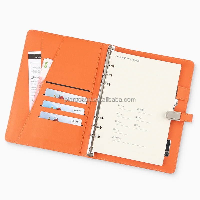 LED Logo Wireless Charging Agenda Notebook with Power Bank USB Voice Recorder Speaker