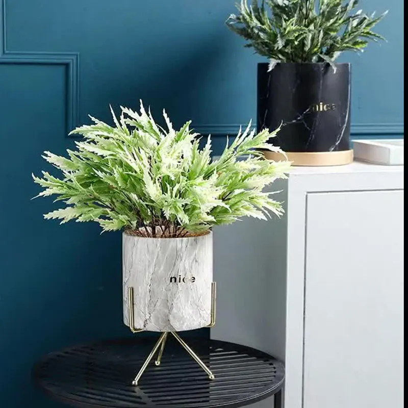 Redeco New Trend Mini Garden Supplies With Tray Marble Veins Pots Ceramic Plant Sale for