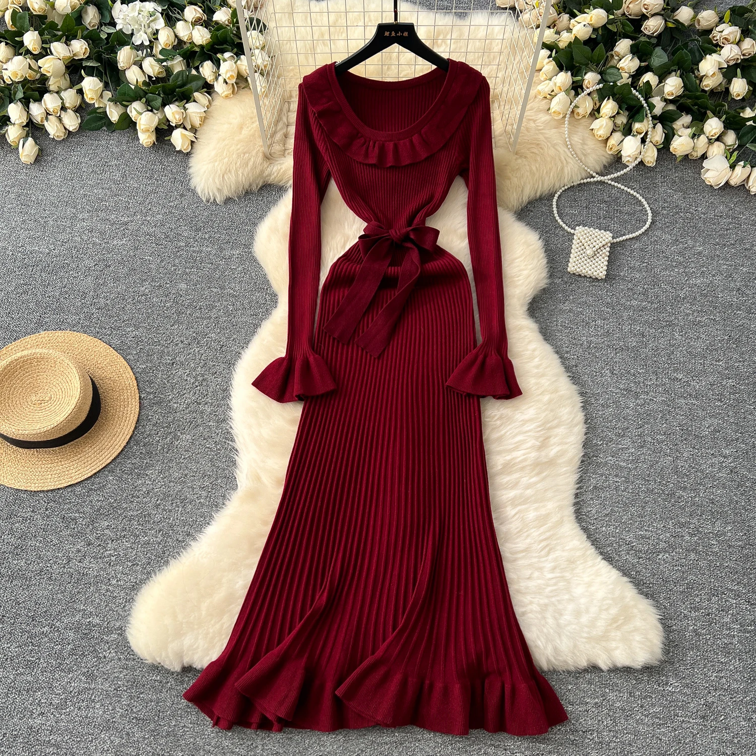 black knit button dress knit button down midi dress main image 0