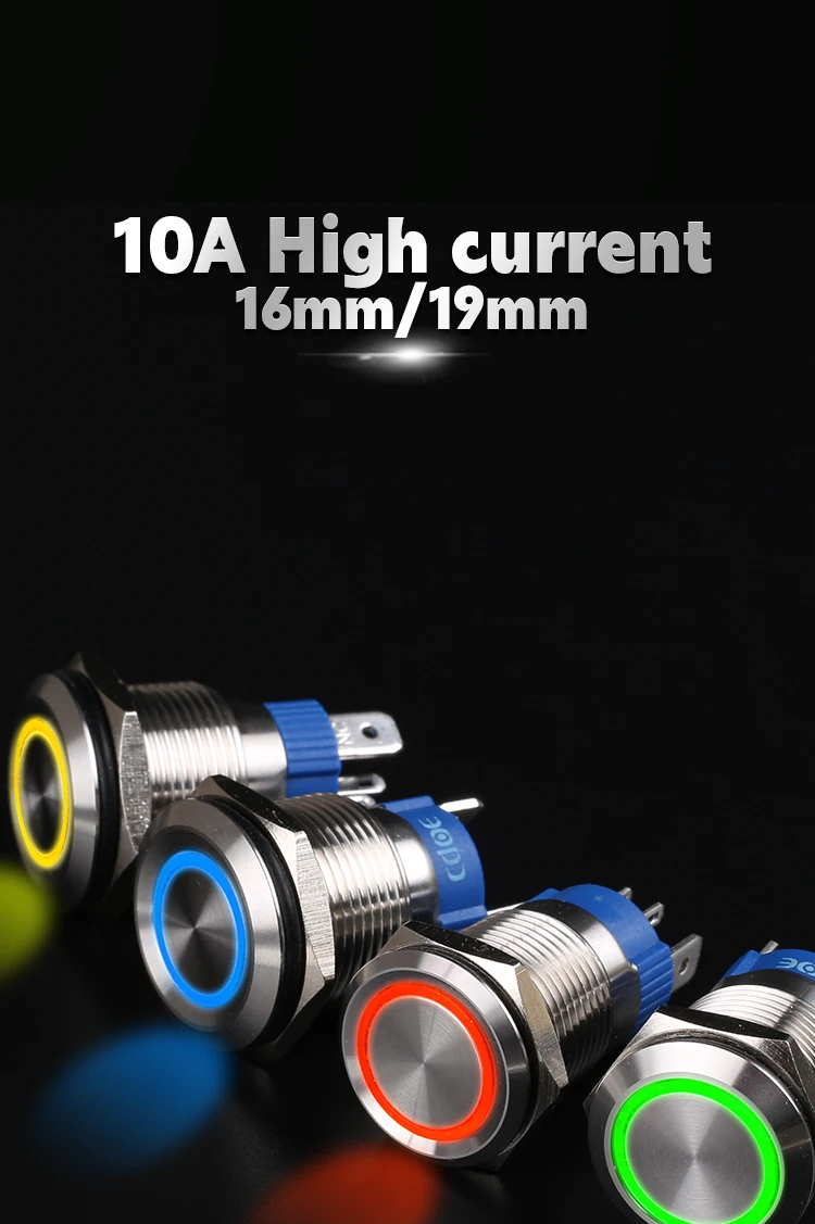 10a High Current Switch Illuminated Blue Start 12v Lights Led Button ...