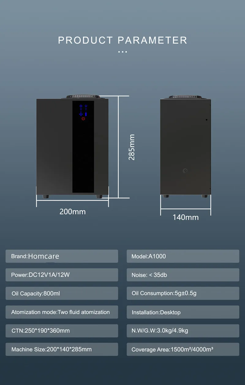 Luxury Pure Essential Oil Scent Machine Custom Logo Aroma Diffuser APP Control Electric Air Freshener Machine A1000