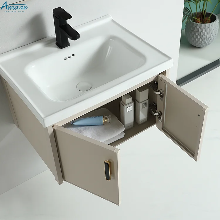 New design wholesale custom two-door modern aluminum furniture wall mounted bathroom cabinet vanity sink manufacture