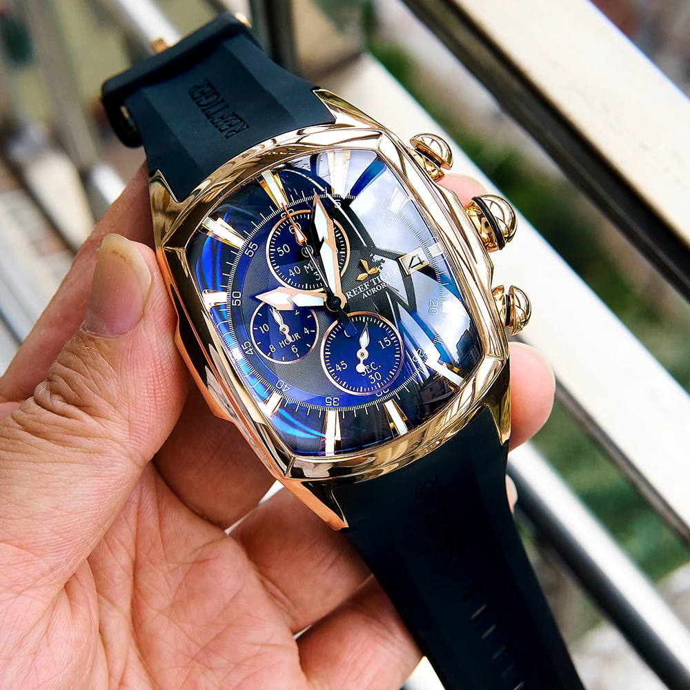 【稼動】REEF TIGER AURORA 腕時計　RGA3069-T REEF TIGER RGA3069-T Men's Chronograph Sport Watch, Waterproof