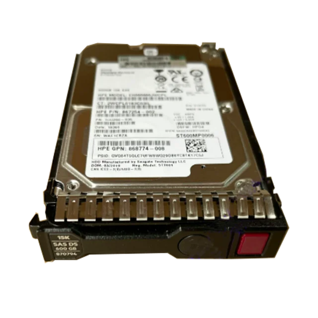 870757-B21 870794-001 868774-008 600GB SAS 12G Enterprise 15K SFF (2.5in) SC Firmware ដែលត្រូវបានចុះហត្ថលេខាបញ្ជីយ៉ាង Digits HDD 870757-B21 ថ្មីដែលមិនបានប្រើ