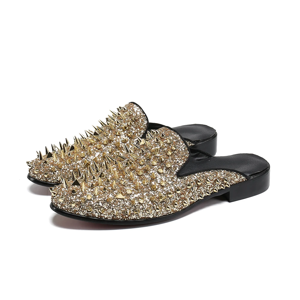 gold dress shoes with spikes NA359 Luxury Spiked Slippers stickers:limited-stock
