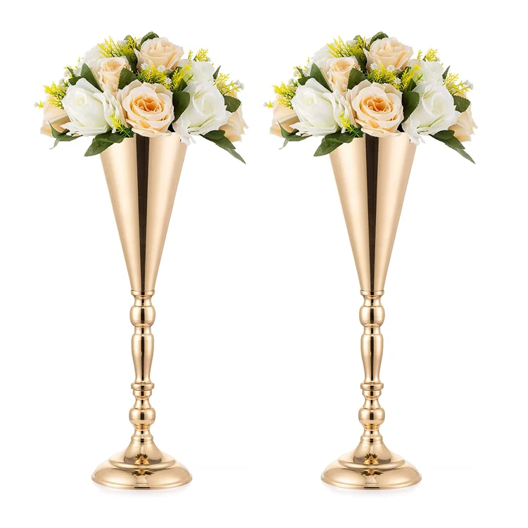 Metal Tall Artificial Flower Stand Wedding Decoration Gold Candelabra ...