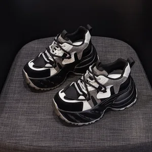 High quality thick soled 9CM women's shoes, 2026 autumn women's shoes, new color blocked casual versatile sports shoes