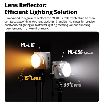 Godox ML100BI 120W Portable Bi-Color LED Photography Lamp Onboard & App Control for Video Recording & Live Streaming detail image