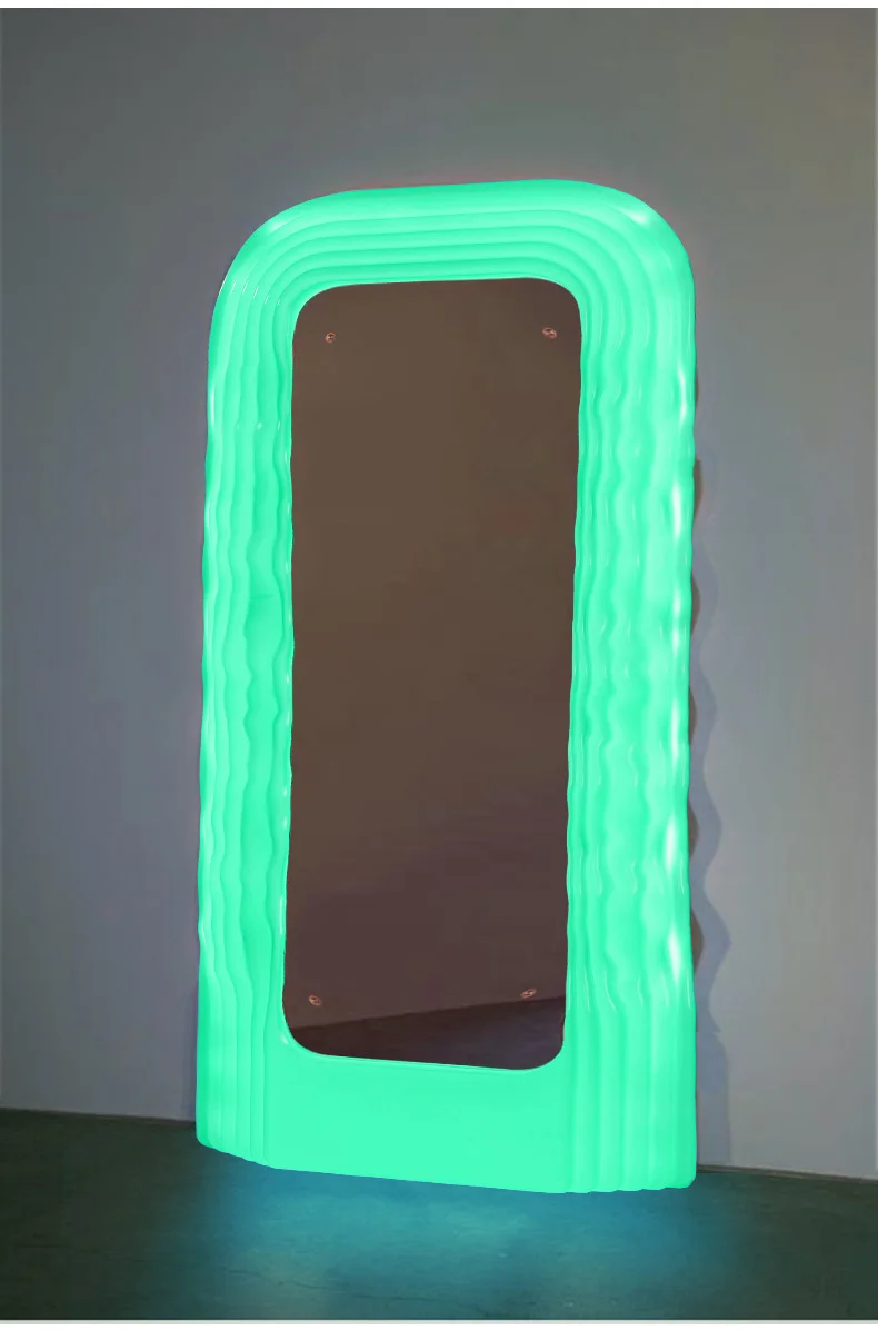 2024 Wholesale Indoor Home Diy Decoration LED Mirror Shop Decoration Home Decoration Floor Mirror Creative Wave LED Mirror