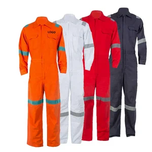 OEM Manufacturer Men Overalls Uniform FR Workwear 2 Chest Pocket Aramid Fire Retardent Mechanics Material FRC Oil Field Coverall