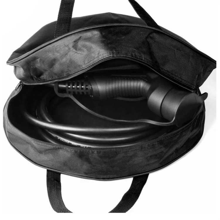 Black Round Oxford Bag for EV Charging Cable and Portable EV Charger