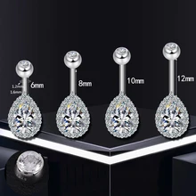 Sexy S925 sterling silver zircon Summer Simple body piercing accessory  belly ring