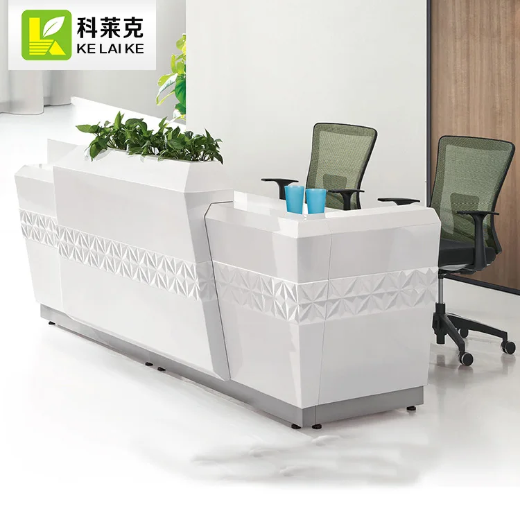 Small Single Front Reception Desk Counter Modern White