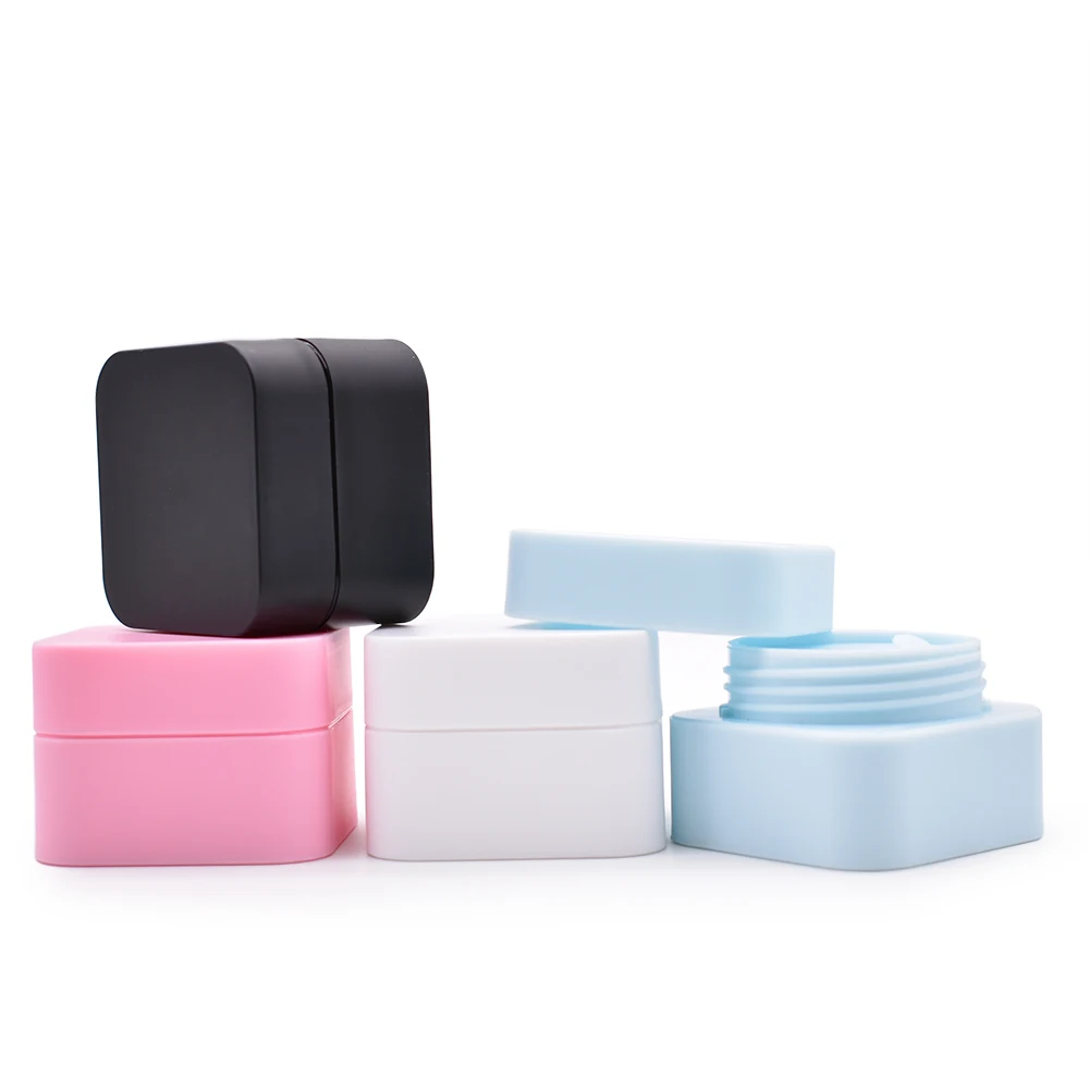 10ml 15ml 20ml 30ml 50ml 80ml 100ml Matte White Black pink Blue square Double Wall PP Jar Frosted Plastic Cream Jar