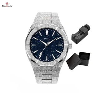 Factory OEM 42mm Stainless Steel Waterproof Limited Edition Men's Watch Japan Quartz Grainy Frosted Sandblasted Bling Watches