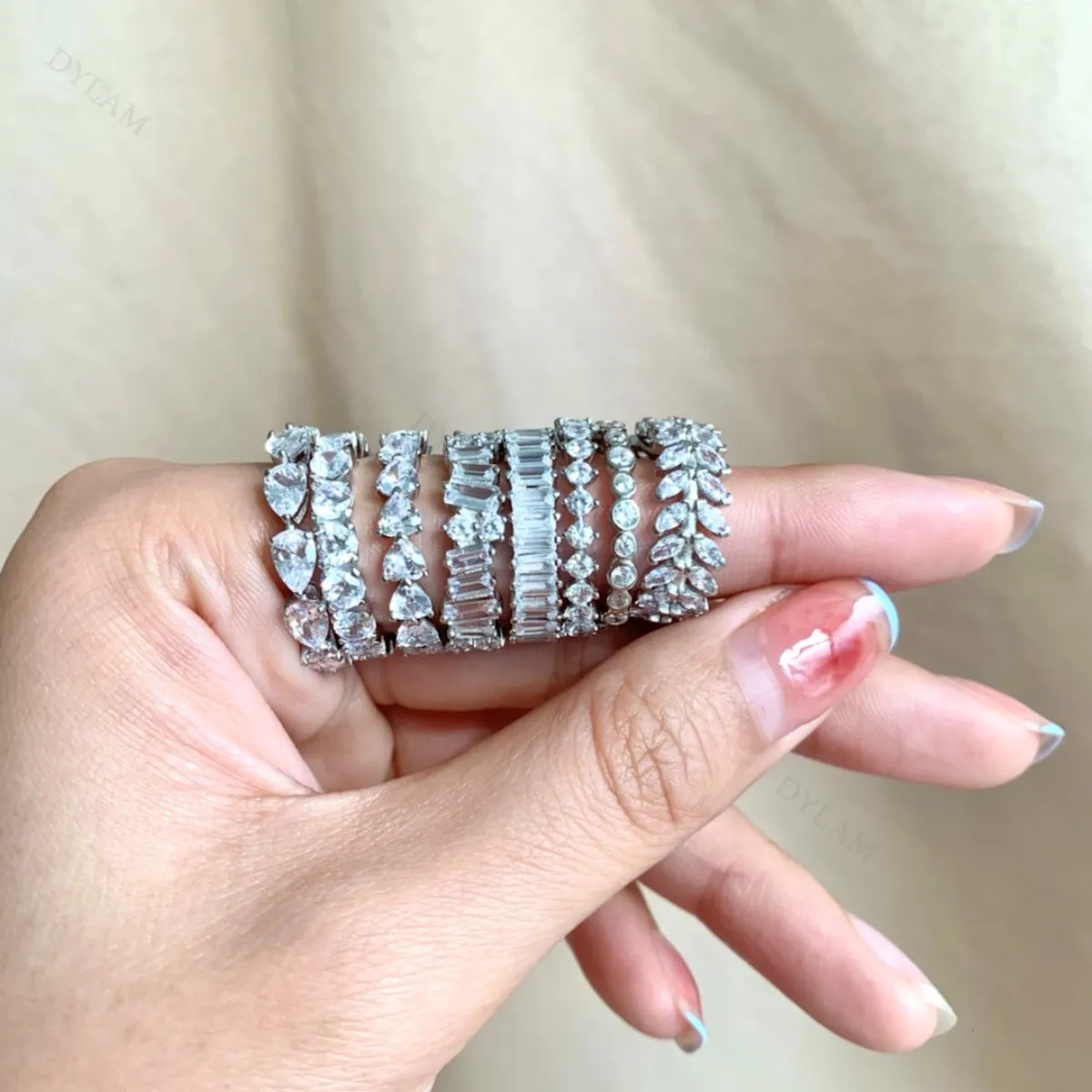 KAKODIY 5A CZ Custom Engagement Wedding Rings Jewelry for Women Cubic Zirconia Jewelry 925 Sterling Silver Stackable Rings detail 6