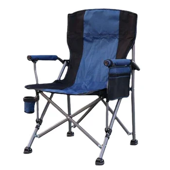 Hangrui Modern Portable Camping Chair with Cup Holder Side Pocket for Fishing Beach Durable Outdoor Furniture Made of Metal