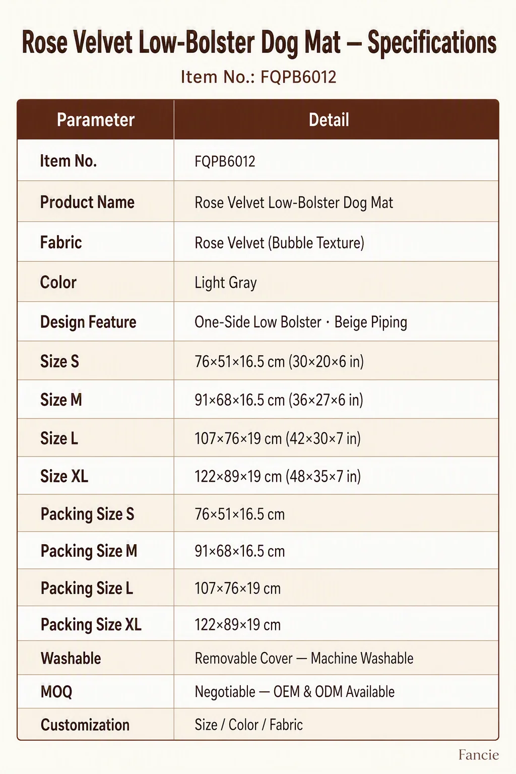 Fancie Low Bolster Dog Bed Rose — Product details 3